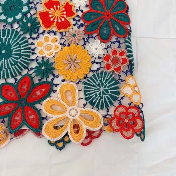 DOLCE & GABBANA MultiColor Floral Lace High Waist Mini Skirt Size 42/6 - Picture 4 of 7